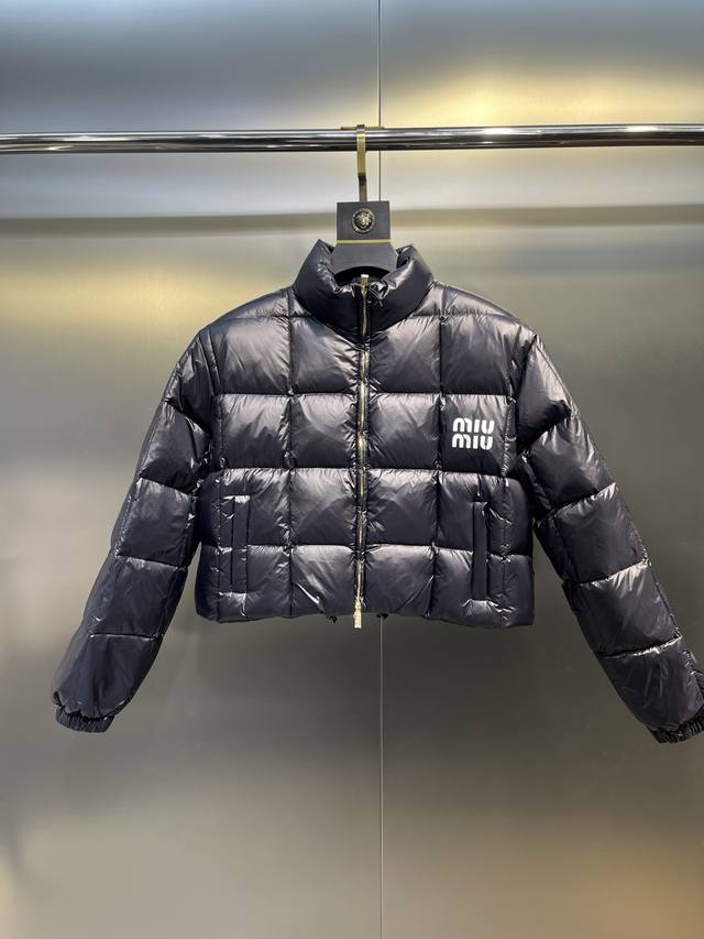 Miumiu Women's Logo-Embellished Cropped Nylon Down Jacket This nylon down jacket