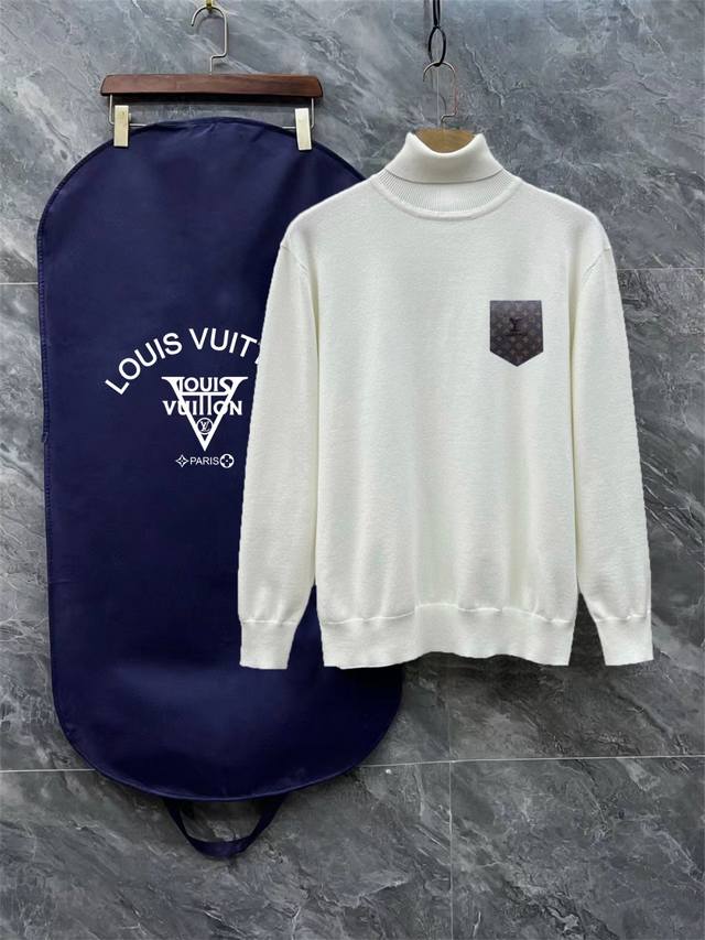 Lv Louis Vuitton 3-Label Pocket High-Neck Sweater Premium Wool Blend Sweater Uni
