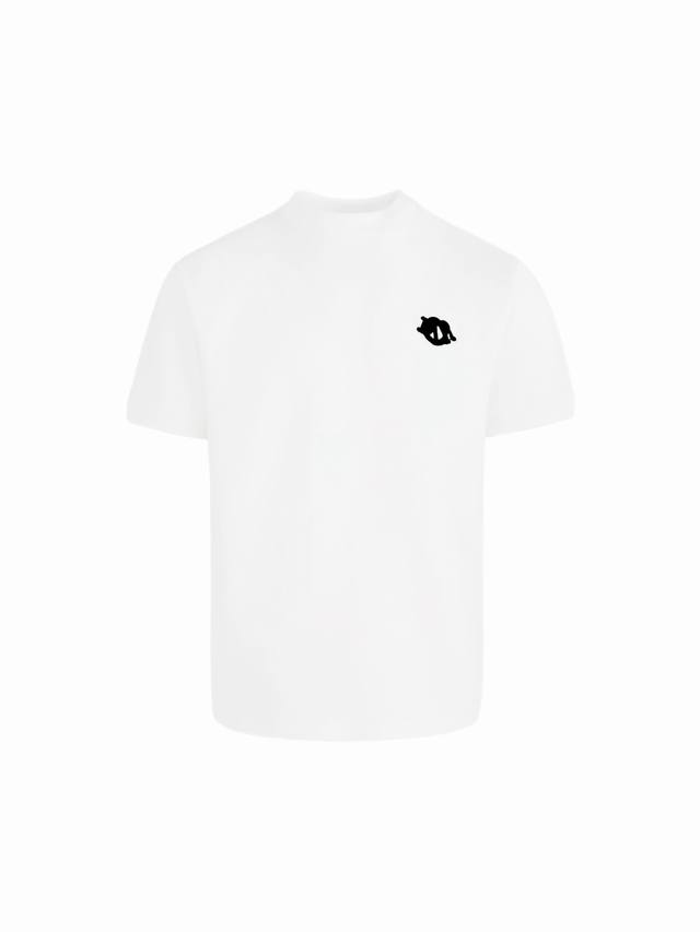 High Version Dior Autumn/Winter High-Neck Embroidered Short-Sleeve T-Shirt. Made