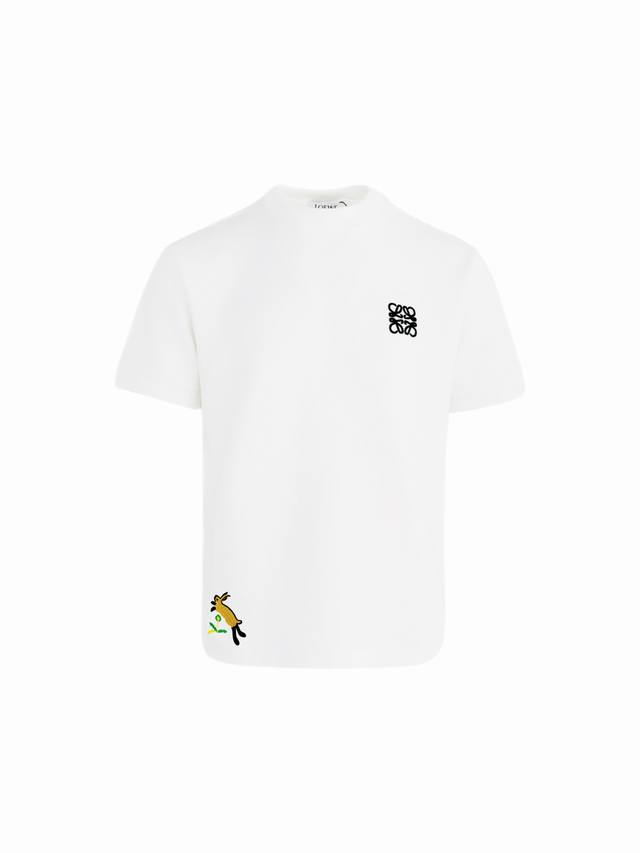 High Version Loewe Autumn/Winter High-Neck Embroidered Short-Sleeve T-Shirt, cus