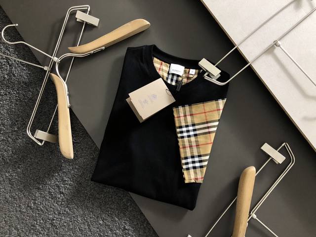 Burber brand * Top-quality classic plaid sleeve patchwork black pure cotton, bou