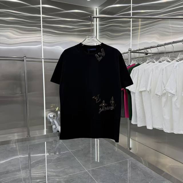 Lv 2025 Autumn/Winter New Arrival 320g Custom Fabric Crew Neck Short Sleeve Pers