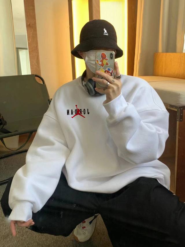 F75# Terry Cloth Jordan AJ Synchronized Basic Jumpman Front and Back Logo Print