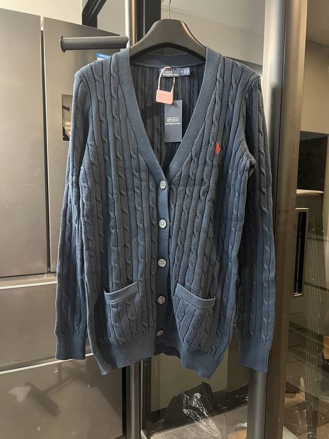 Next day, Rah Lauren 25Fw Classic Horse Embroidered Cable Cardigan Sweater, Navy