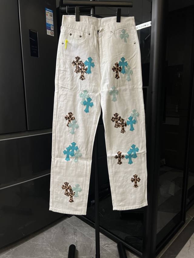 Next Day Chrome Hearts 25Fw Ch City Limited Edition Mint Blue Leather Jeans Whit