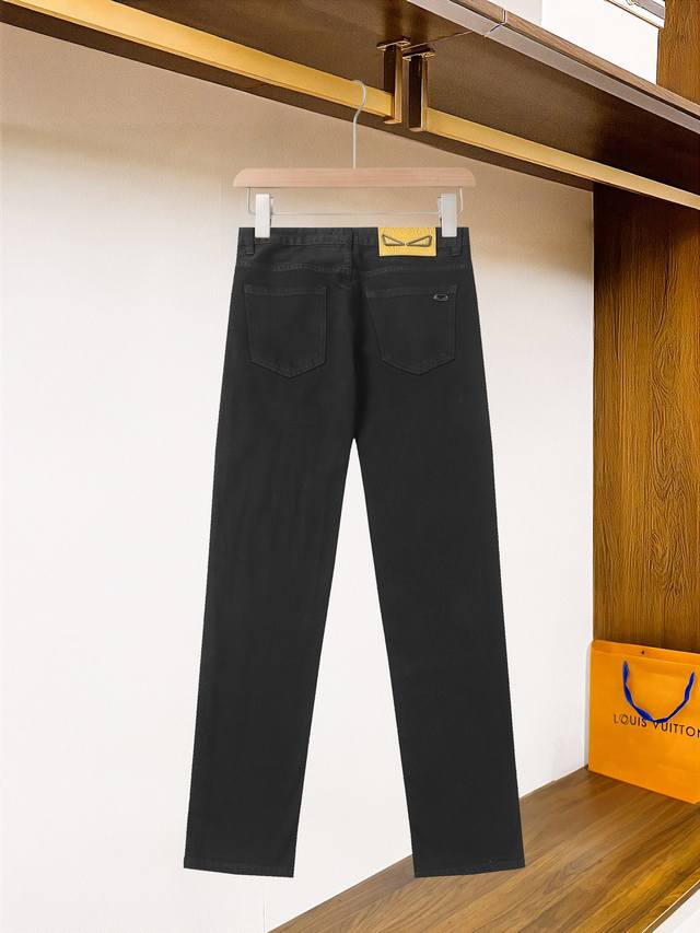 G325# Black. Fendi exclusive new high-end casual jeans! Custom-made fabric for s