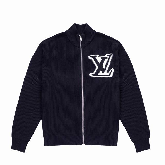 Style No. M31 Louis Vuitton Zipper Logo Jacquard Long-Sleeve Sweater - Focus on
