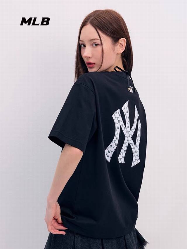 073 Mlb Official Unisex Couple Monogram Sports Cotton T-Shirt with Large Logo Ca