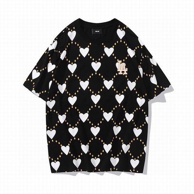 Style No.-067 Price: Mlb Heart Print All-Over Cotton Couple Short-Sleeve T-Shirt