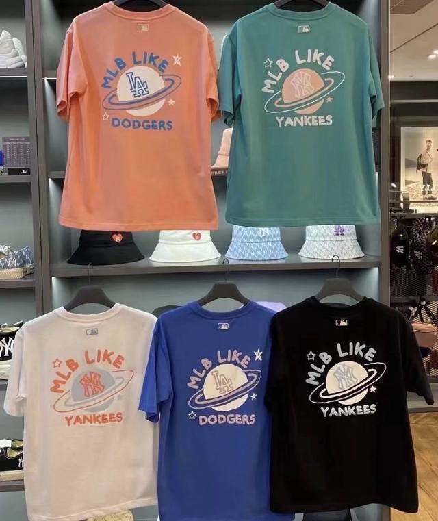 Model 015 Korean MLB Yankees Team Planet Foam Print Short-Sleeve T-Shirt Like Gr