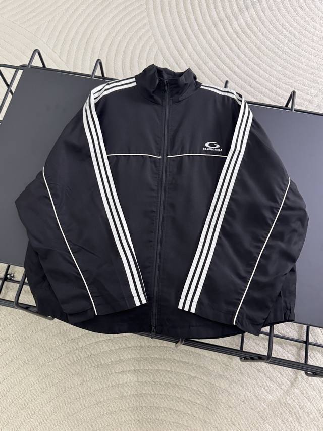 K511# Balenciaga 25Ss Blcg Five-stripe Half-Ring Embroidered Webbing Windbreaker