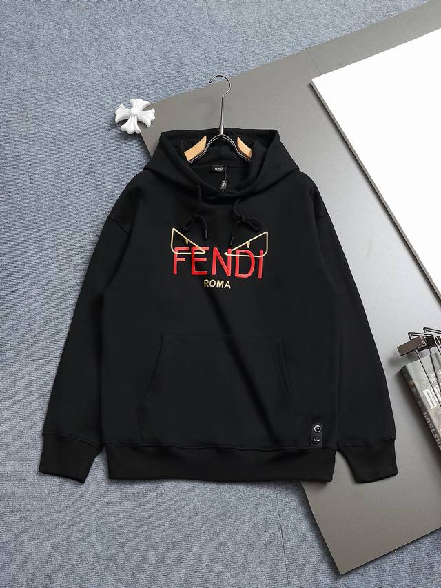 Fendi 420g Hooded Sweatshirt, classic eye print logo, official high-quality vers