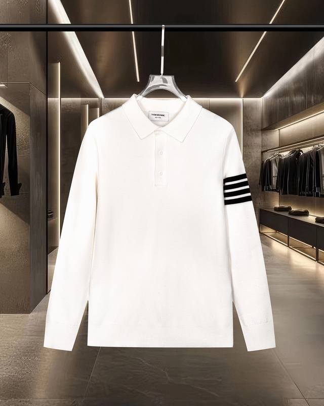 Thom Browne Tb Basic Classic Color Block Four Stripes Knitted Polo Sweater 2025F