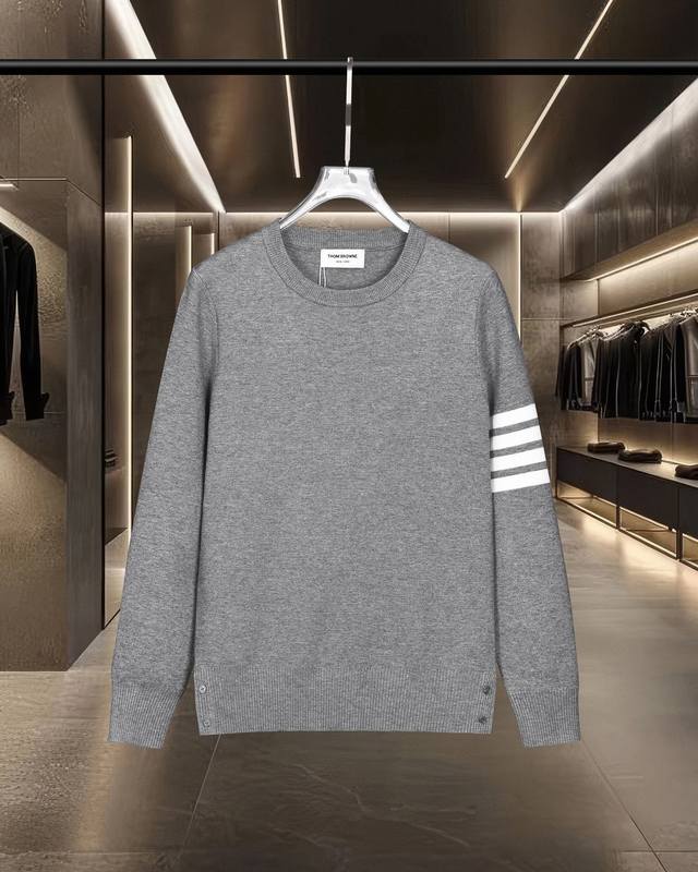 Thom Browne Tb Color Block Striped Four-Stripe Knit Casual Long-Sleeve Crew Neck