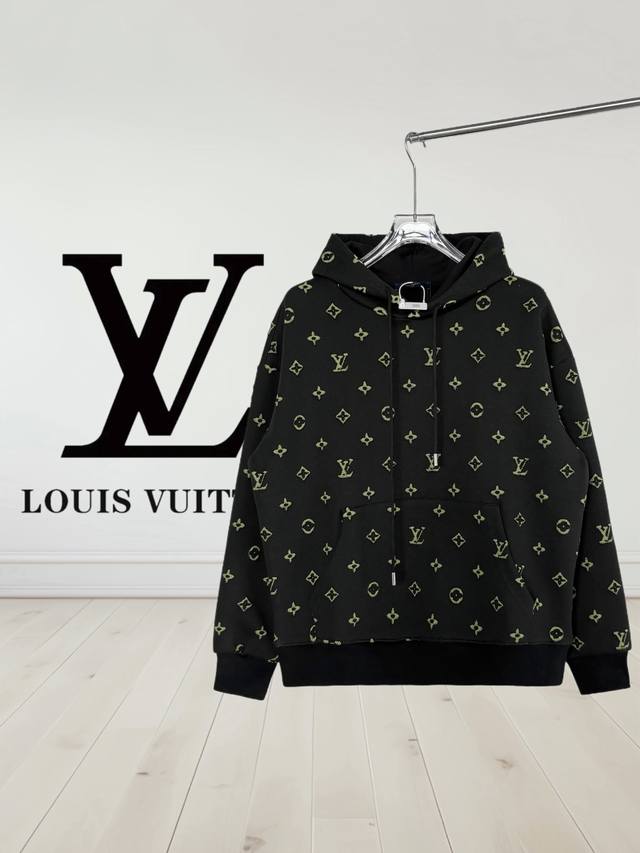 High Version Louis Vuitton (LV) 500g healthy cotton hoodie with all-over burnout