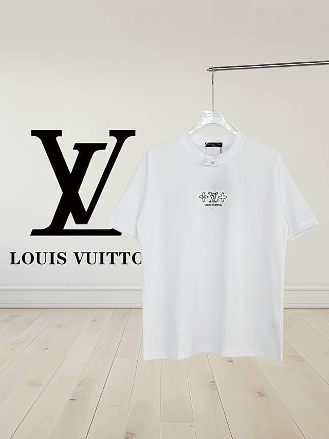 High Version Louis Vuitton Embroidered Logo Short-Sleeve T-Shirt *280G Custom Pu