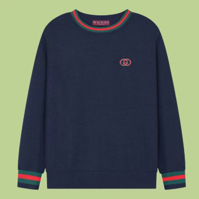 High Version Gucci Fall/Winter Classic Crew Neck Sweater. Features an embroidere