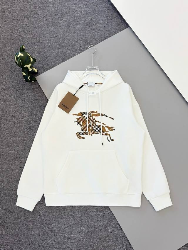 High Version Burberry* Burberry Burnout Embroidered Horse Hoodie *Custom-made lo