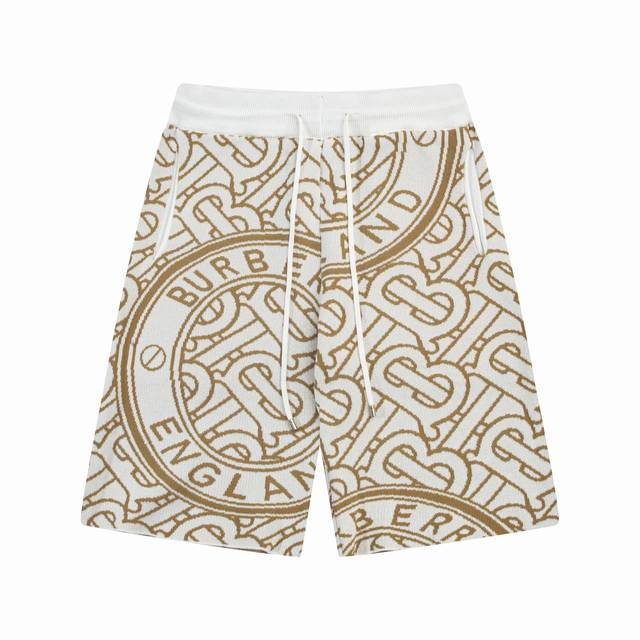 Burberry classic Ss new knit shorts, custom fabric with wafer weave and jacquard