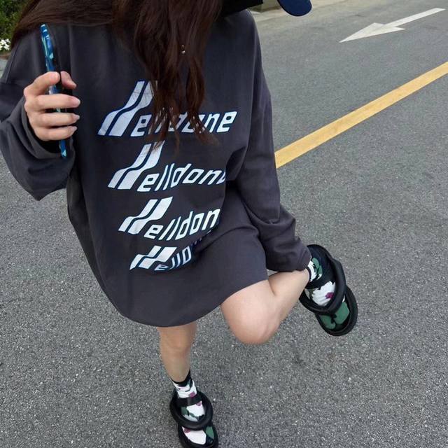 D31# We11Done Autumn/Winter New Classic Bullet Screen Letter Print Long-Sleeve T