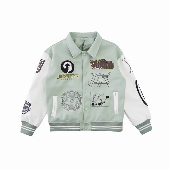 Louis Vuitton 23Fw Evil Eye Baseball Jacket with Geometric Heavy Embroidery and