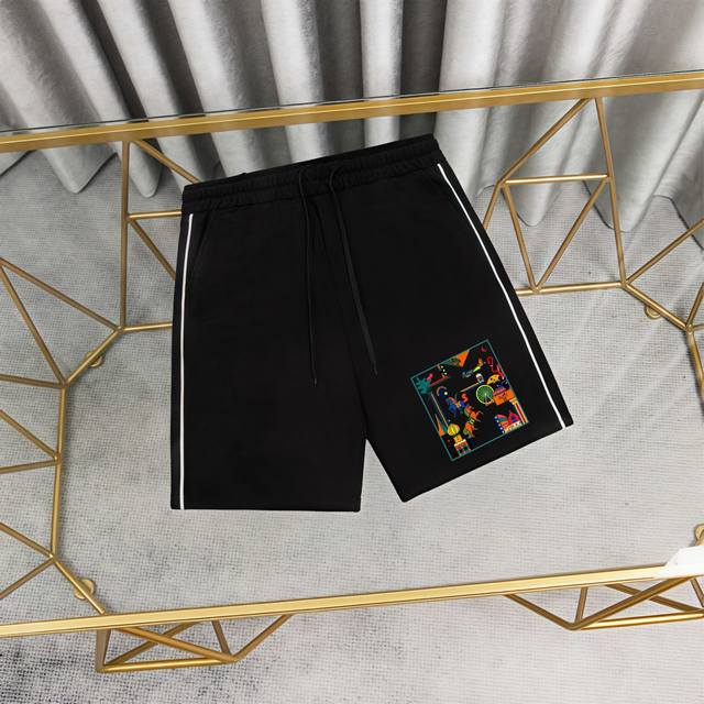 Hermes Printed Cotton Sweatpants Shorts 1:1 replica fabric, 380g terry cloth, hi