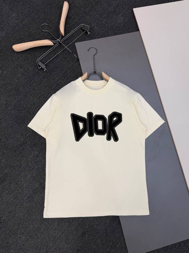 Dior Runway New Style Unique Classic Design Short-Sleeve T-Shirt, 300g Pure Cott