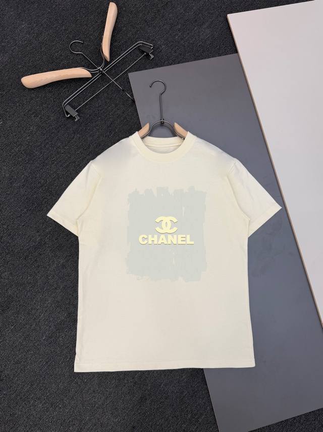 Chanel runway new arrival, unique classic design short-sleeved T-shirt, 300g pur