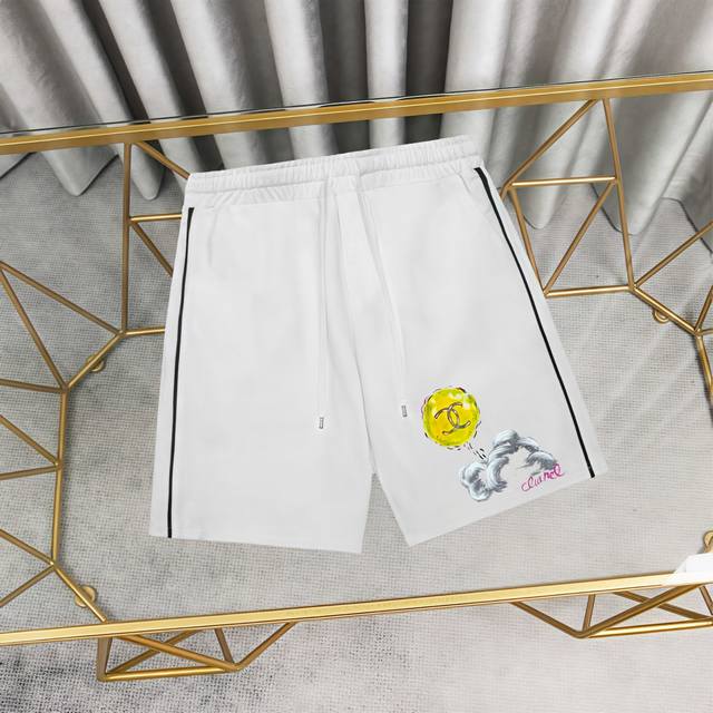 Chanel Printed Cotton Sweatpants Shorts (5-inch) 1:1 replica fabric, 380g terry