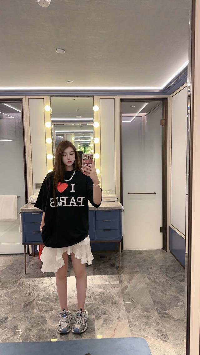 618 Special Offer: Iparis Short-Sleeve T-Shirt, Black/Apricot, Size L. Limited S