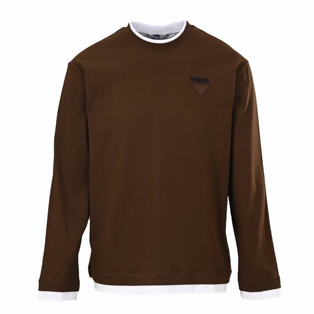 Prada Prd Faux Two-Piece Color Block Crew Neck Long Sleeve T-Shirt. Purchased fr