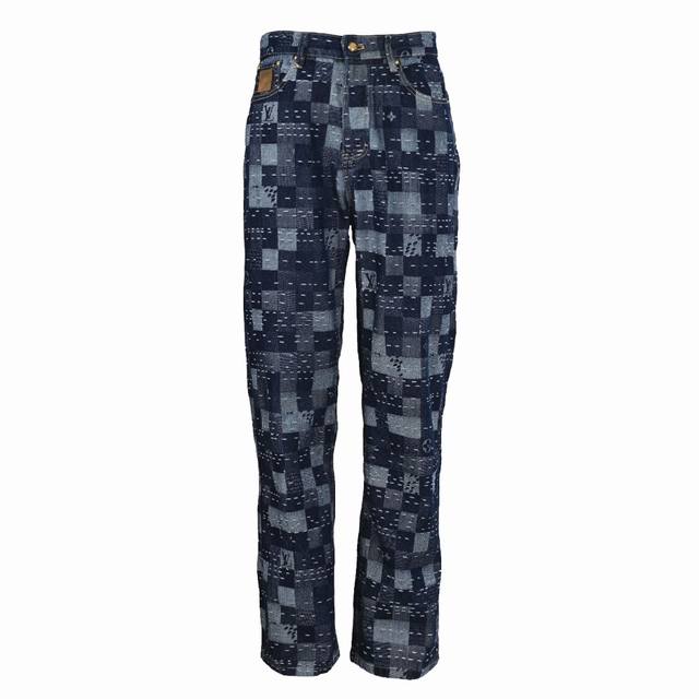 Louis Vuitton x Nigolv Collaboration Patchwork Mosaic Check Jeans Set. Purchased