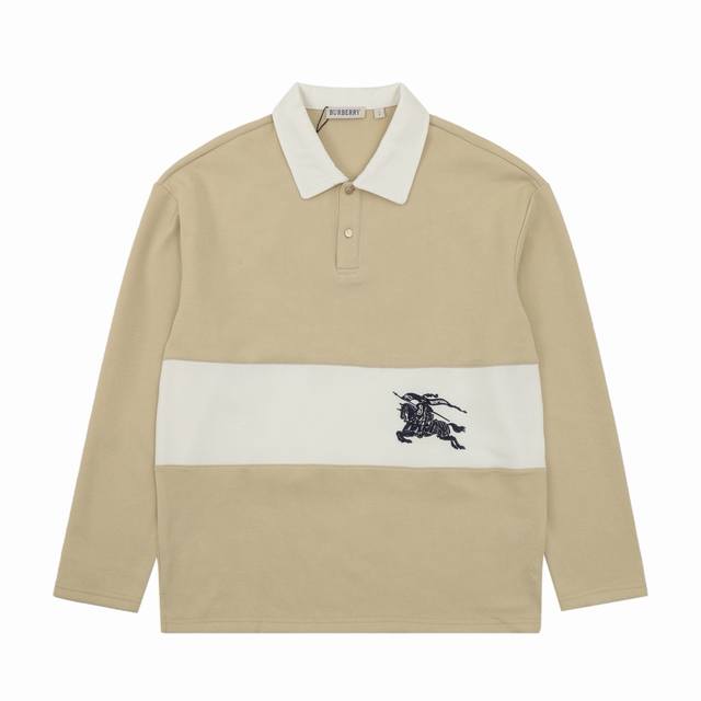 Burberry Polo Shirt with Patchwork Horse Collar and Long Sleeve (Ddd) Size: SL (