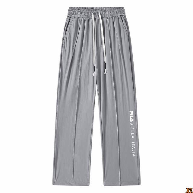 Fila Exclusive Real Shot New Summer High-Quality Ice Silk Casual Pants, Loose St