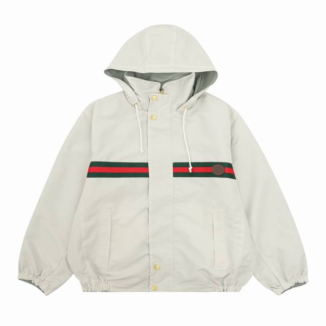 Gucci Red and Green Ribbon Reversible Trench Coat Hooded Jacket Size: Xs-L Ddd