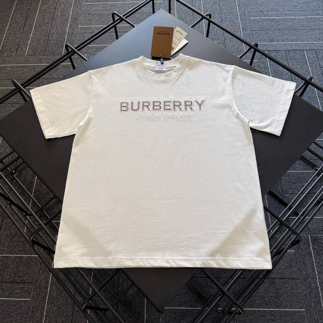 Style No. B002 Burberry Classic Laser Check Letter Embroidery Short-Sleeve T-Shi