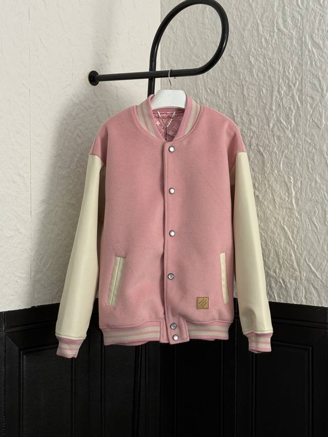 Louis Vuitton Fw25 Nigo Series Baseball Jacket with Pearl Button and Leather Tri