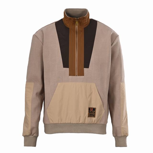 Louis Vuitton Lv Khaki Half-Zip Stand Collar Sweatshirt (Ddd). Authentic product