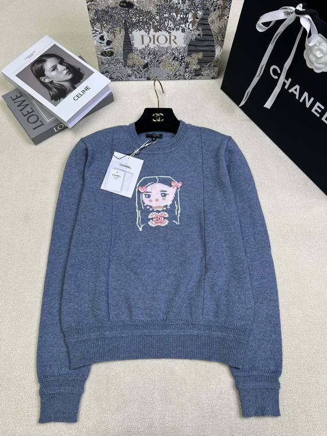 Chane*25 Autumn/Winter New Knitted Crew Neck Pullover Brand Cartoon Character Yb