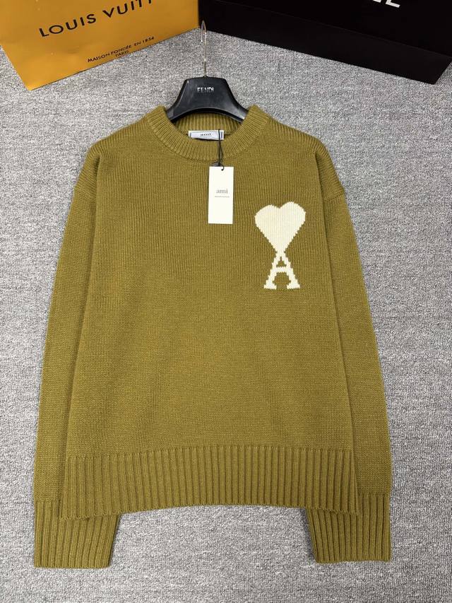 Am*25 Autumn/Winter New Knitted Round Neck Pullover Classic Brand Letter A Color