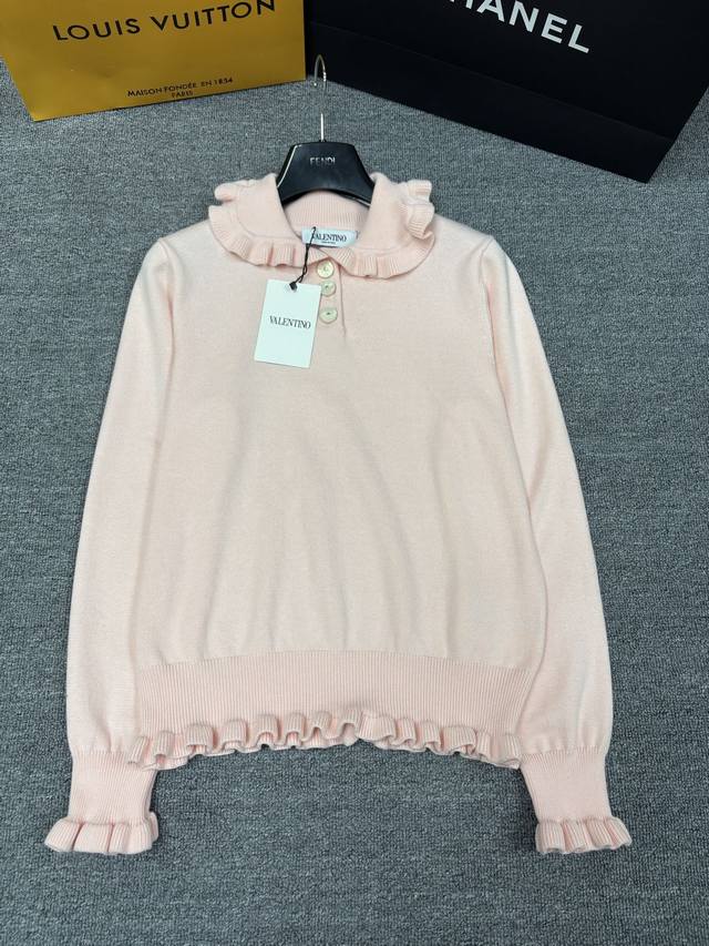 Valentin*25 Early Autumn New Knitted Pullover with Lace Collar Yb Mold Opening B