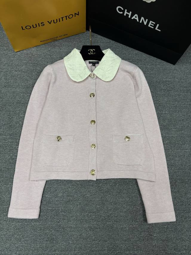 Chane*25B New Knitted Lapel Cardigan with Detachable Peter Pan Collar Yb Mold Op