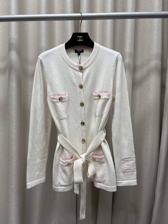 Chane*25B Autumn/Winter New Knitted Crew Neck Cardigan Yb Mold Opening Logo Hard