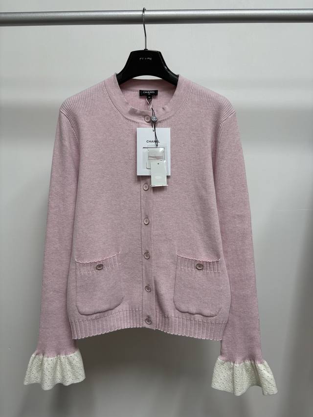 Chane*25B Early Autumn New Knitted Round Neck Cardigan Yb Mold Opening Letter Lo