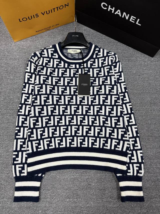 Fend*25 Autumn/Winter New Knitted Crew Neck Pullover Classic Brand Double F Mono
