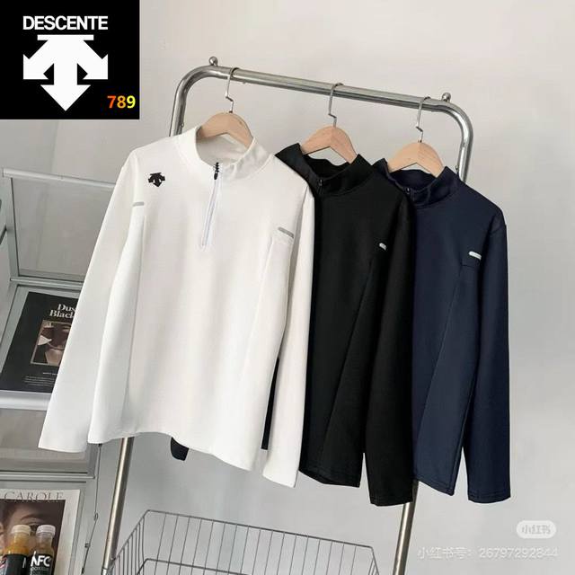 Descente New Arrival! Stand Collar Half-Zip Sports Base Layer Long-Sleeve T-Shir