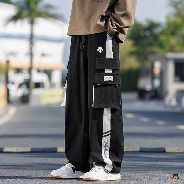 Descente Exclusive Real Shot New Autumn High-Quality Trendy Cargo Pants Straight