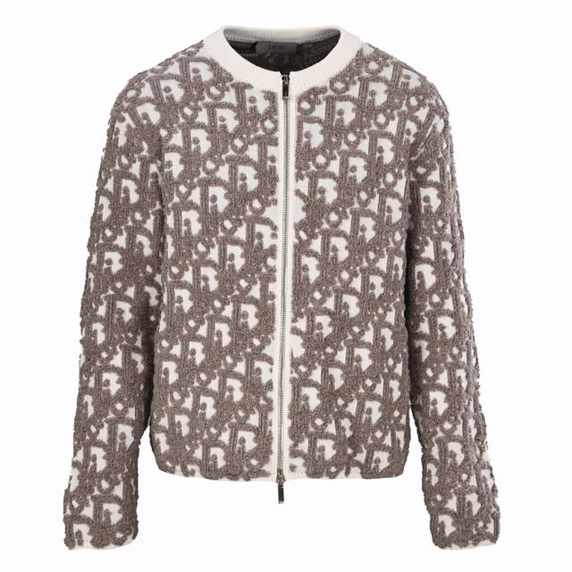 Dior Dior CD Jacquard Terry Embroidered Wool Cardigan Zipper Jacket Heavy-duty t