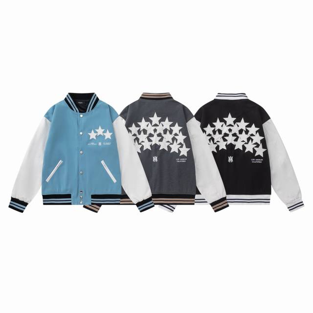 7155# Amiri star embroidered logo, colors: black, sky blue, gray. Sizes: S, M, L