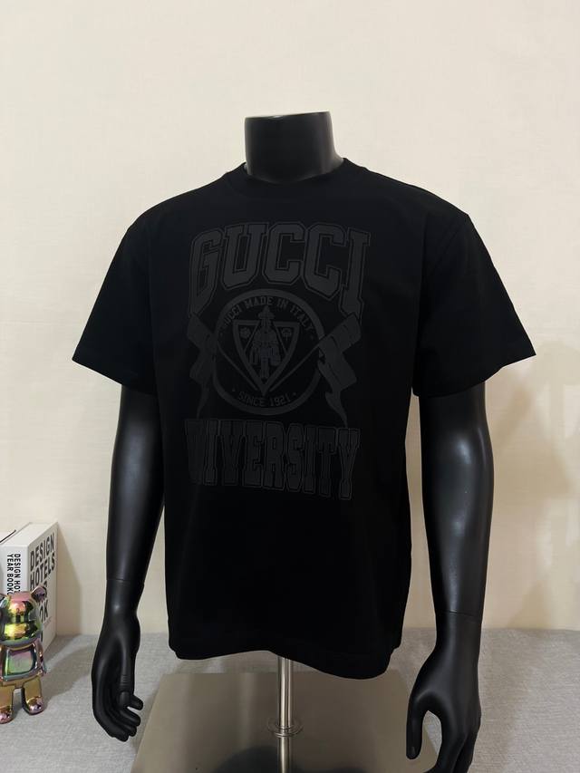 Gucci 25Ss, same style as official website; Crew neck short-sleeved T-shirt with